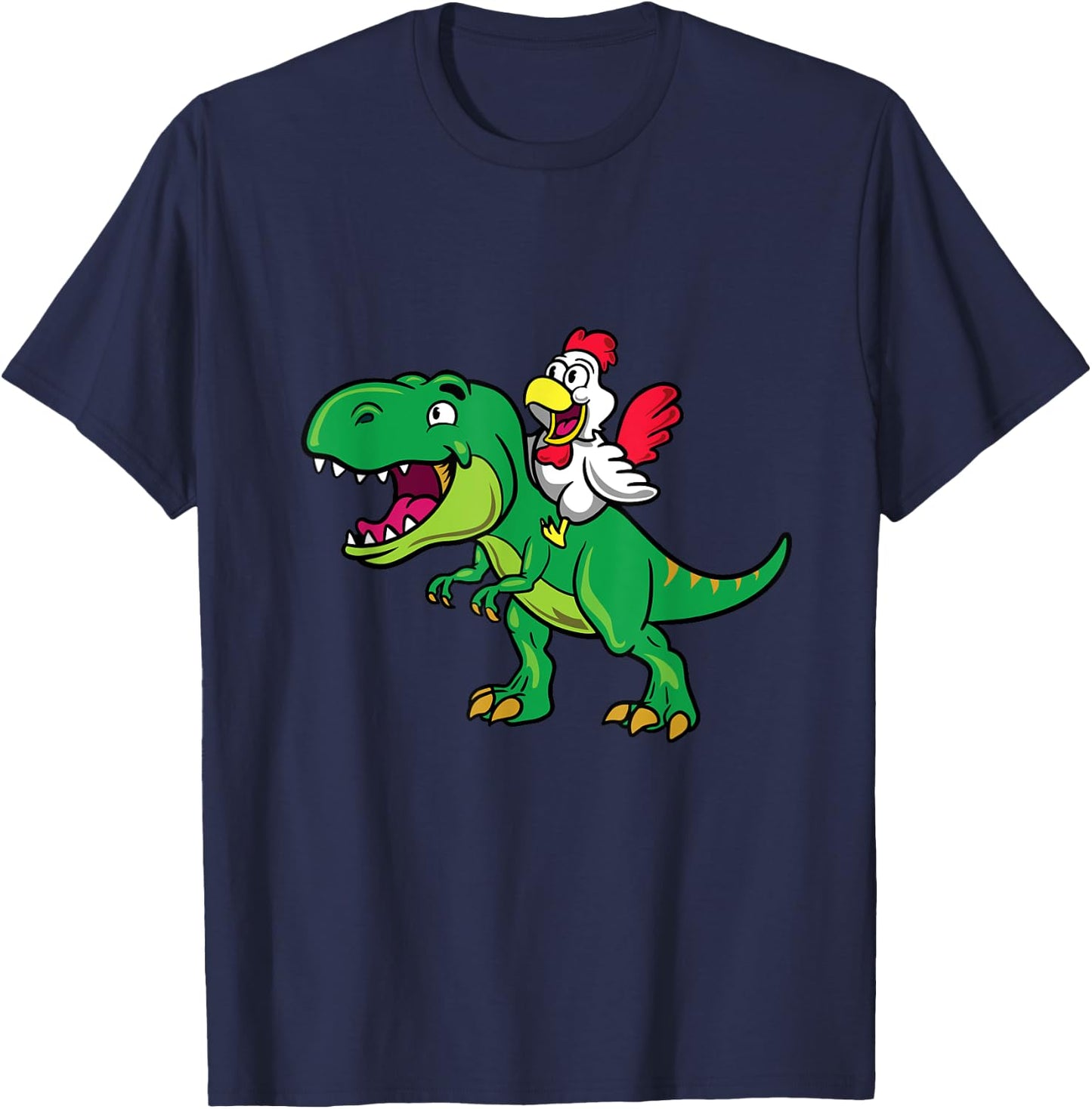 Chicken Lovers Gift Chicken Riding a Dinosaur for Kids T-Shirt - T-Shirt | Navy