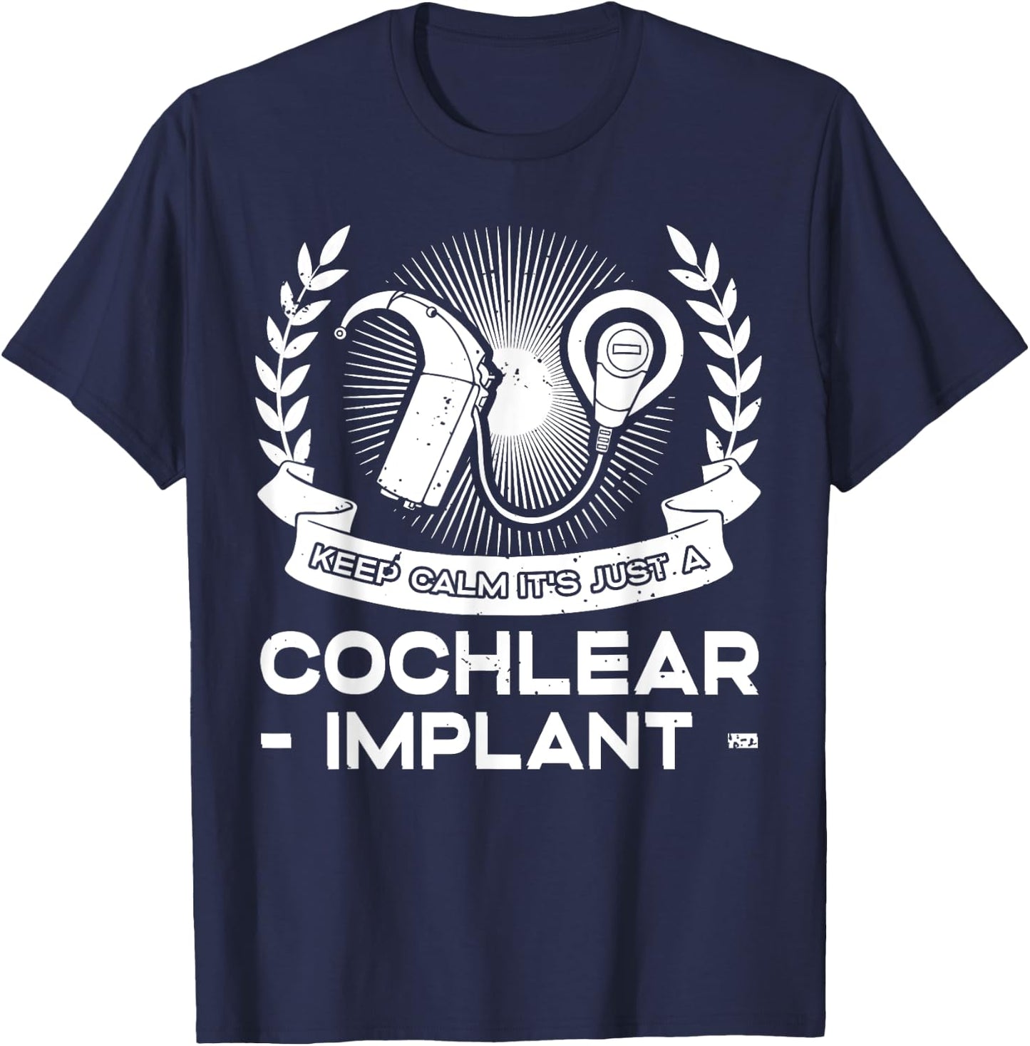 Cochlear Implant Heairing Aid Sound Device T-Shirt - T-Shirt | Navy