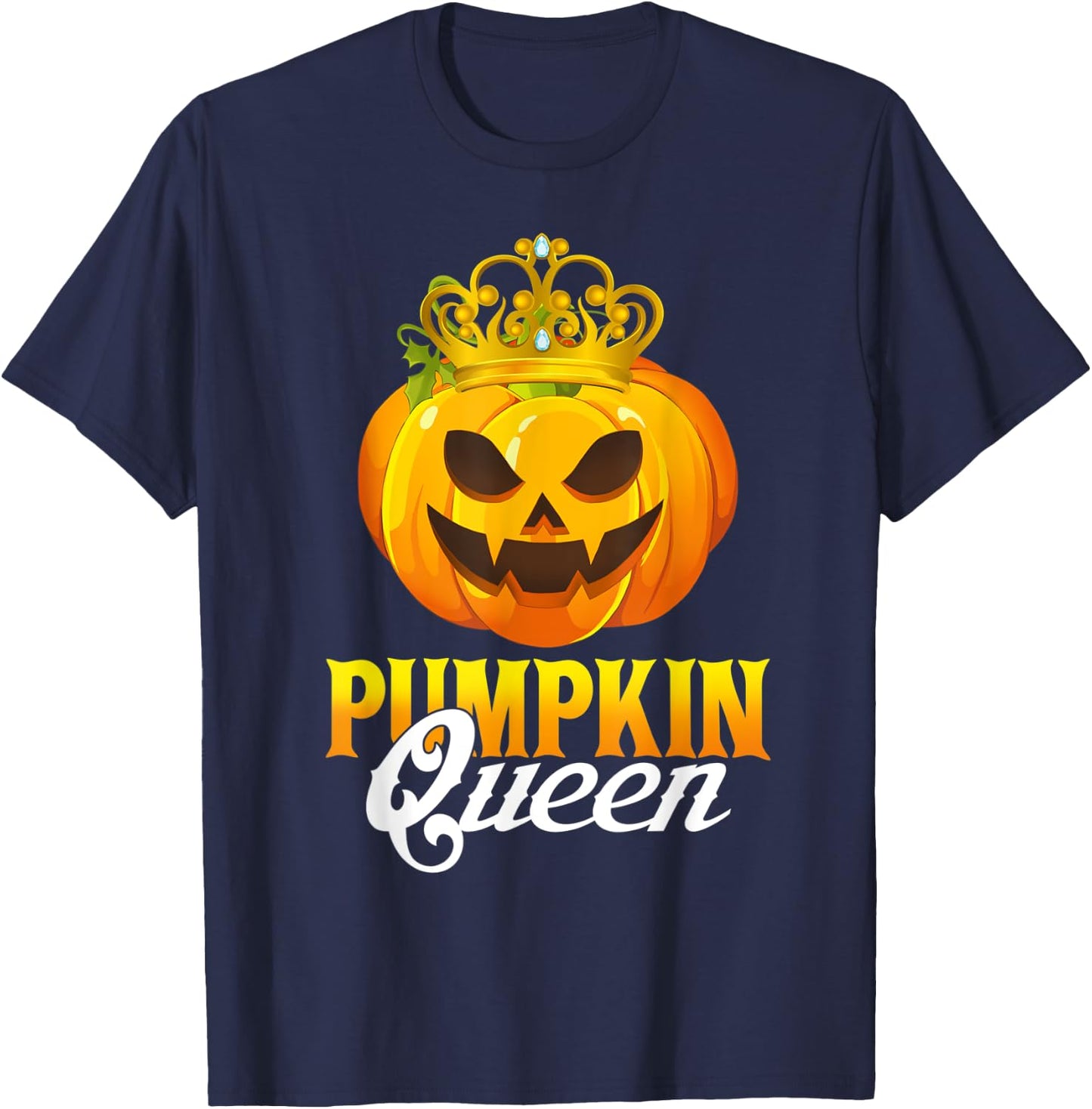Vintage Pumpkin Queen Funny Pumpkin Couple Costume Halloween T-Shirt - T-Shirt | Navy