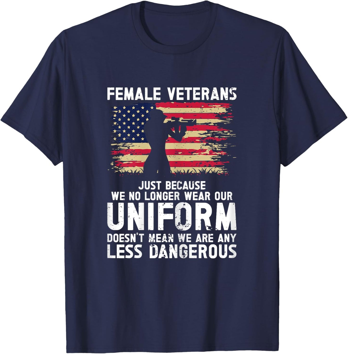 Veteran Women Female Soldier Veterans Day Patriotic USA T-Shirt - T-Shirt | Navy