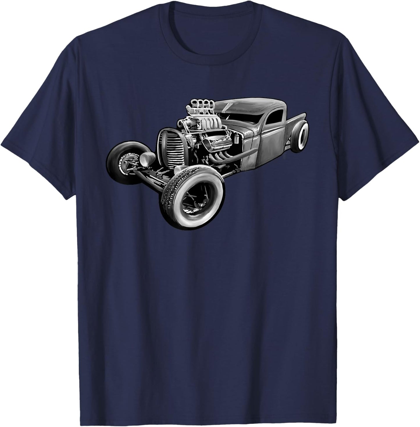 Rust Bucket Outline Funny Hot Retro Rod Diesel Cars Gift Men T-Shirt - T-Shirt | Navy