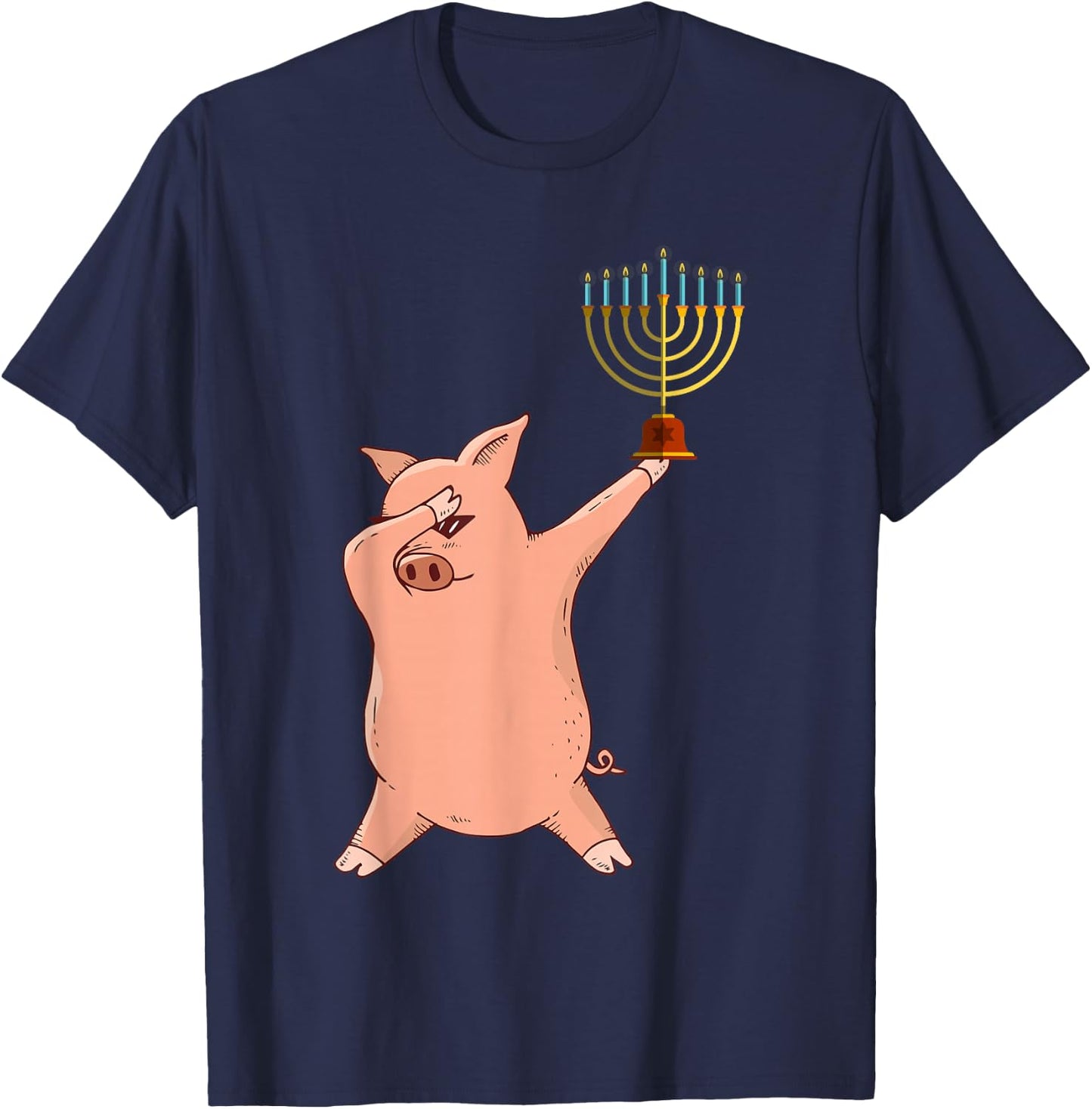 Dabbing Pig Hanukkah T-Shirt - T-Shirt | Navy