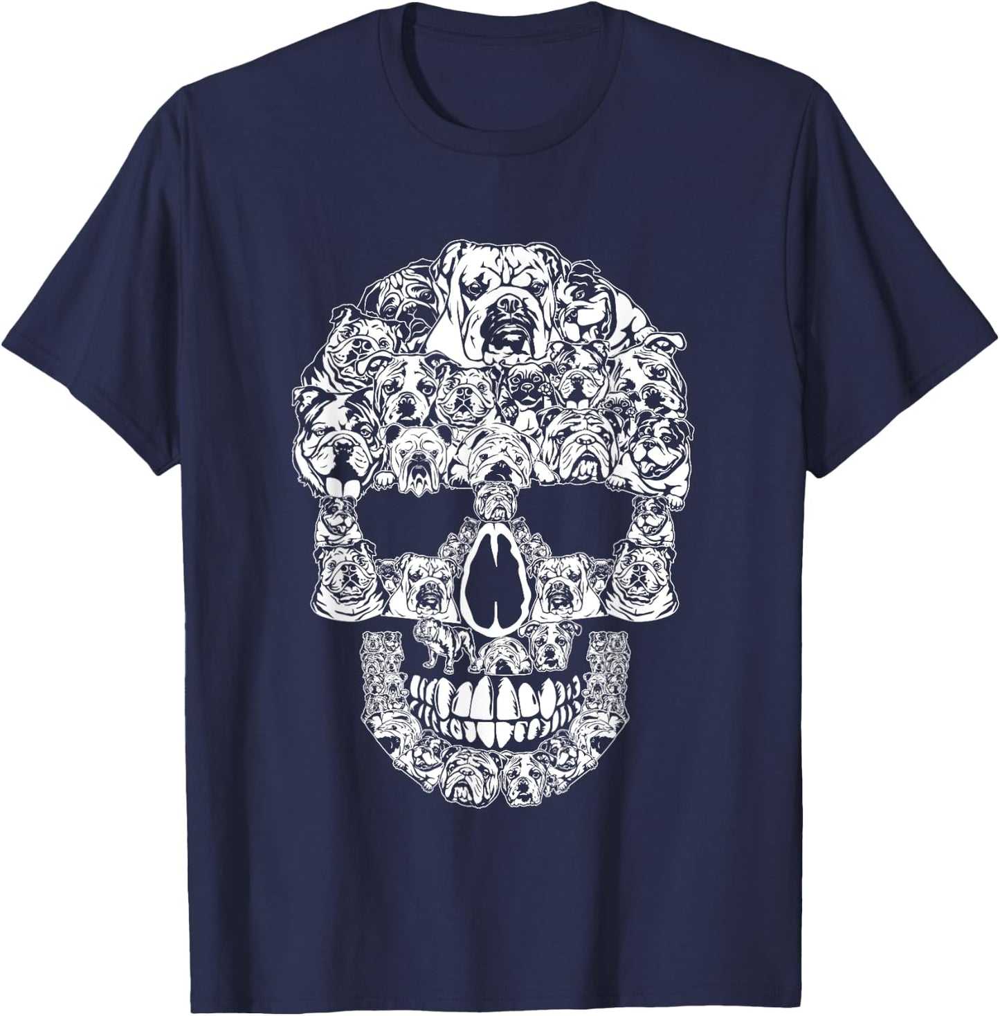Funny Halloween English Bulldog Skull Dog Lover Costume Men Women T-Shirt - T-Shirt | Navy