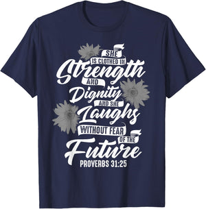 Cute Christian Sunflower Gift | Best Religious Women Moms T-Shirt - T-Shirt | Navy
