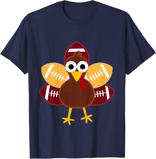 Turkey Football Toddler Boy Thanksgiving Baby Funny T-Shirt - T-Shirt | Navy