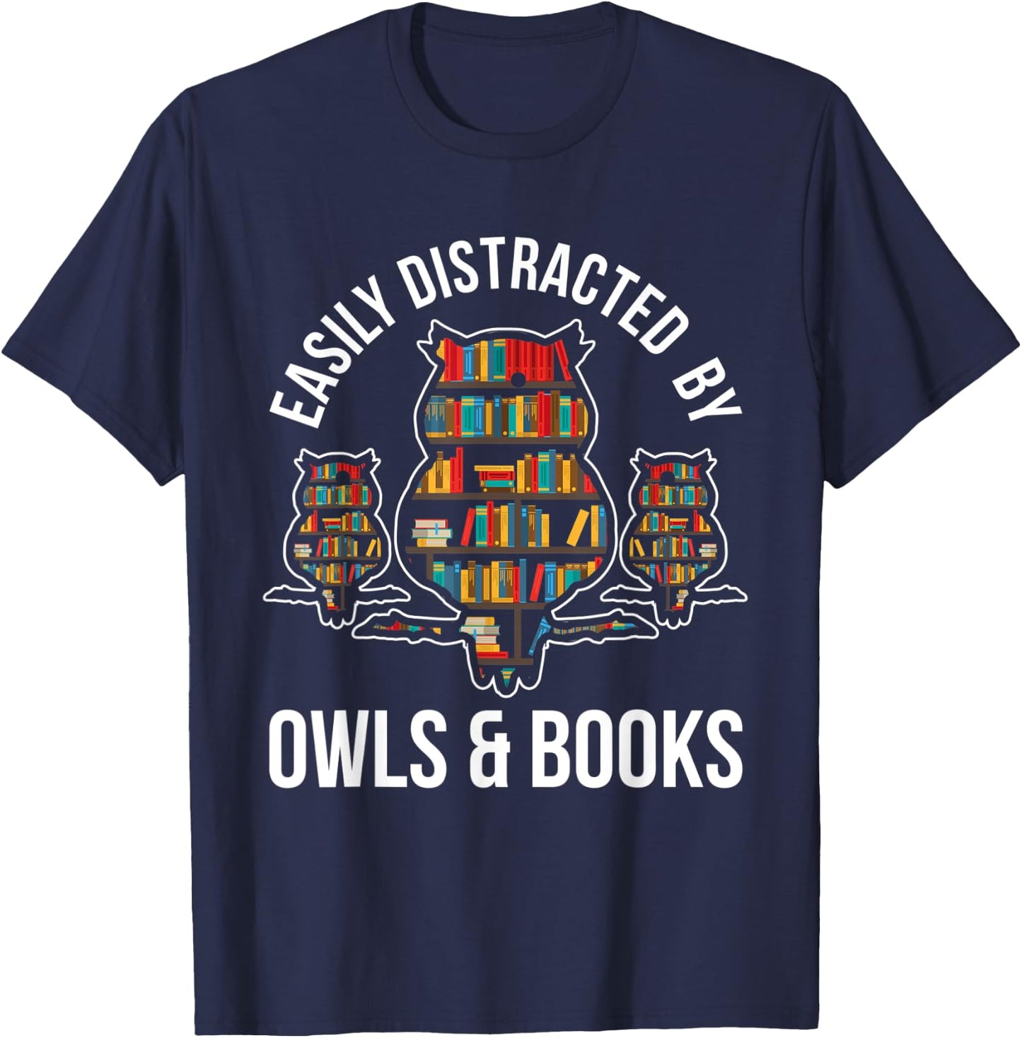 Owl Book Nerd Reading Gift Owl T-Shirt - T-Shirt | Navy