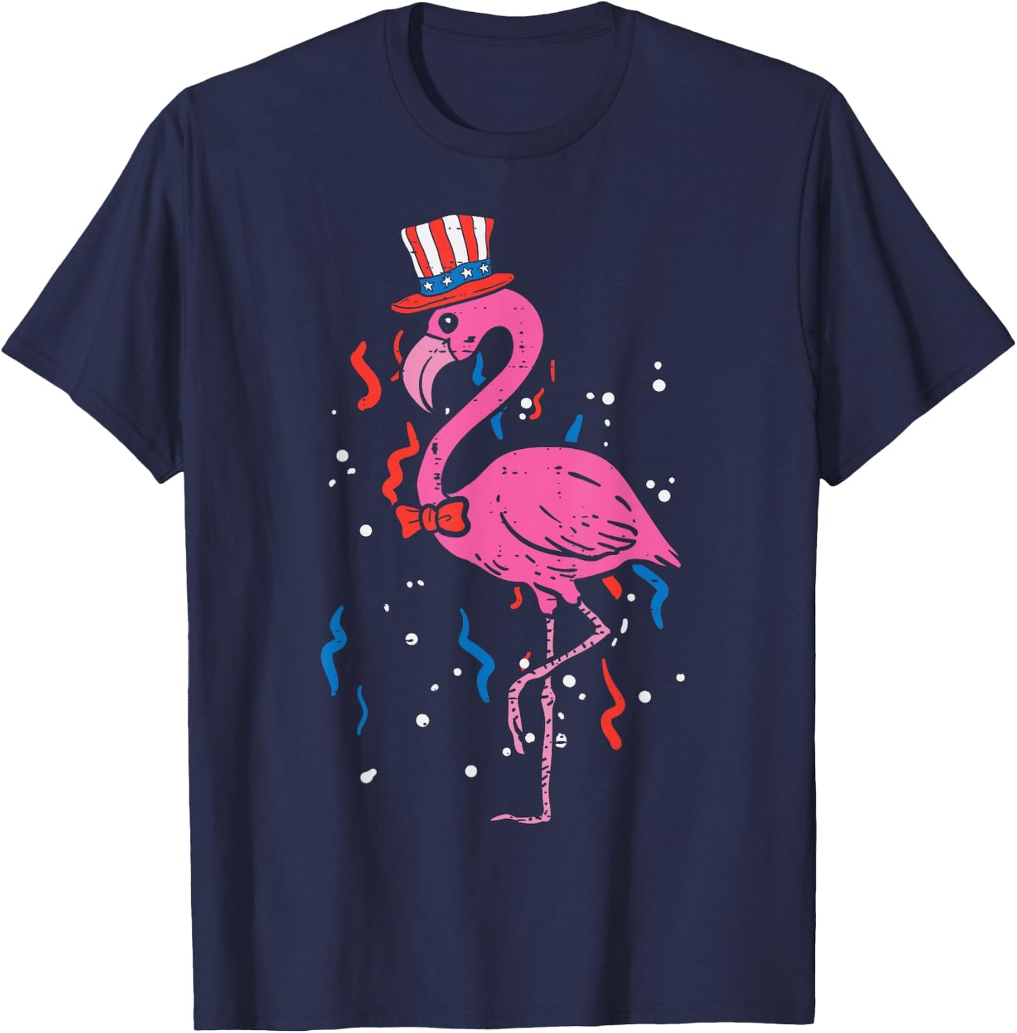 Flamingo American Flag USA 4th Of July Fourth Patriot Animal T-Shirt - T-Shirt | Navy