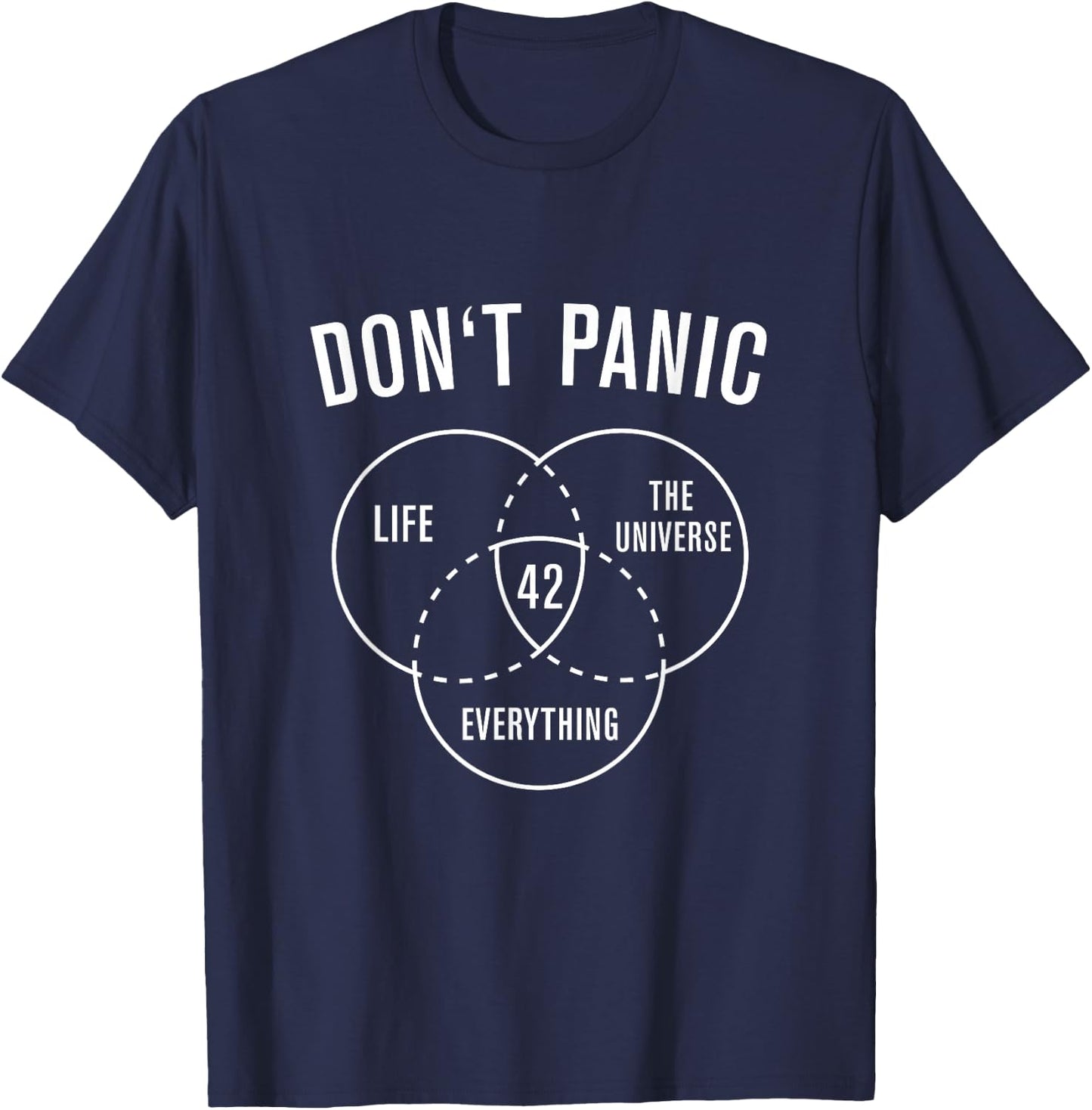 42 Answer to Life Universe and Everything Don't Panic T-Shirt - T-Shirt | Navy