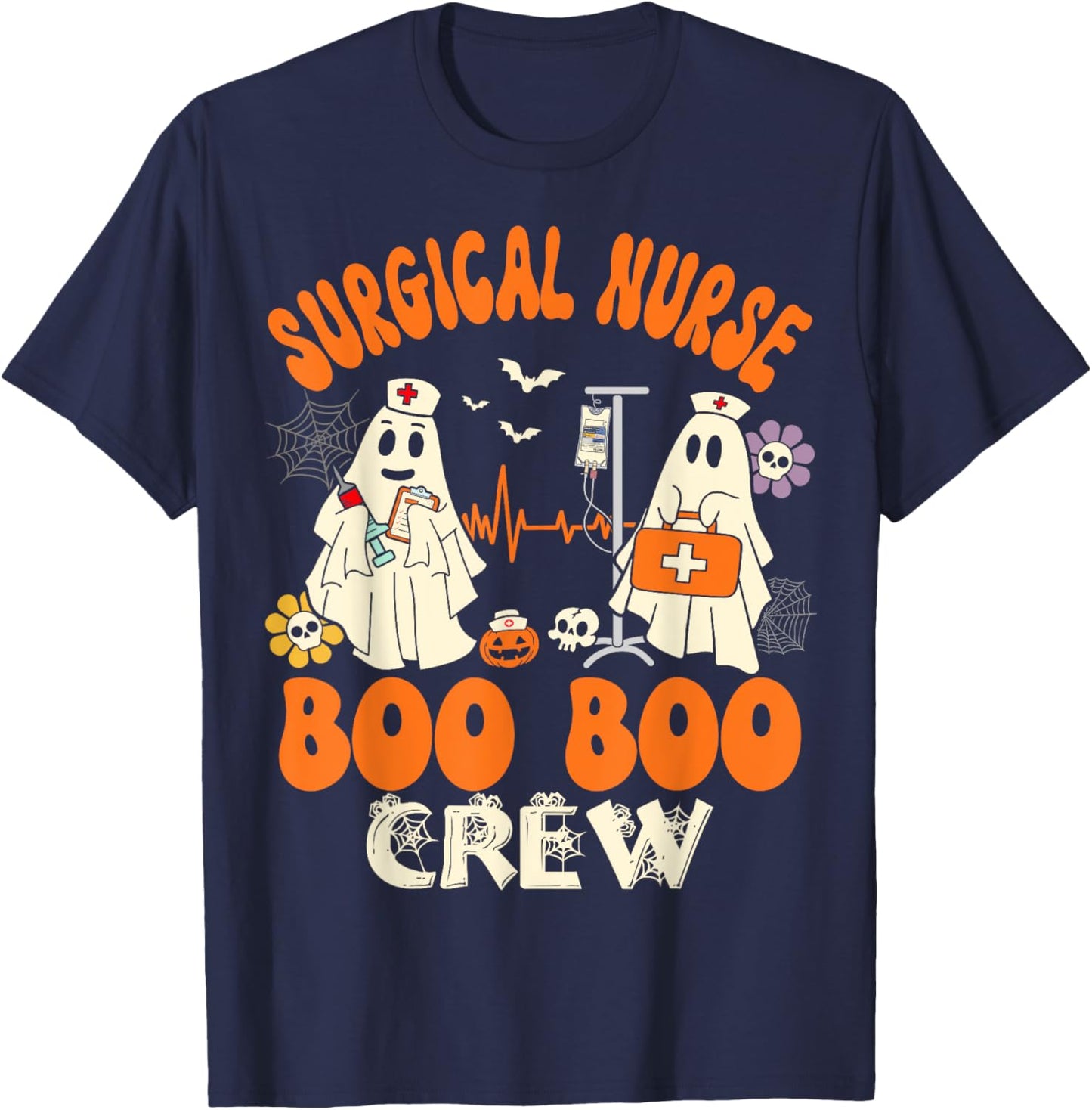 Surgical Boo Crew Surgery Nurse Halloween Ghost Costume T-Shirt - T-Shirt | Navy