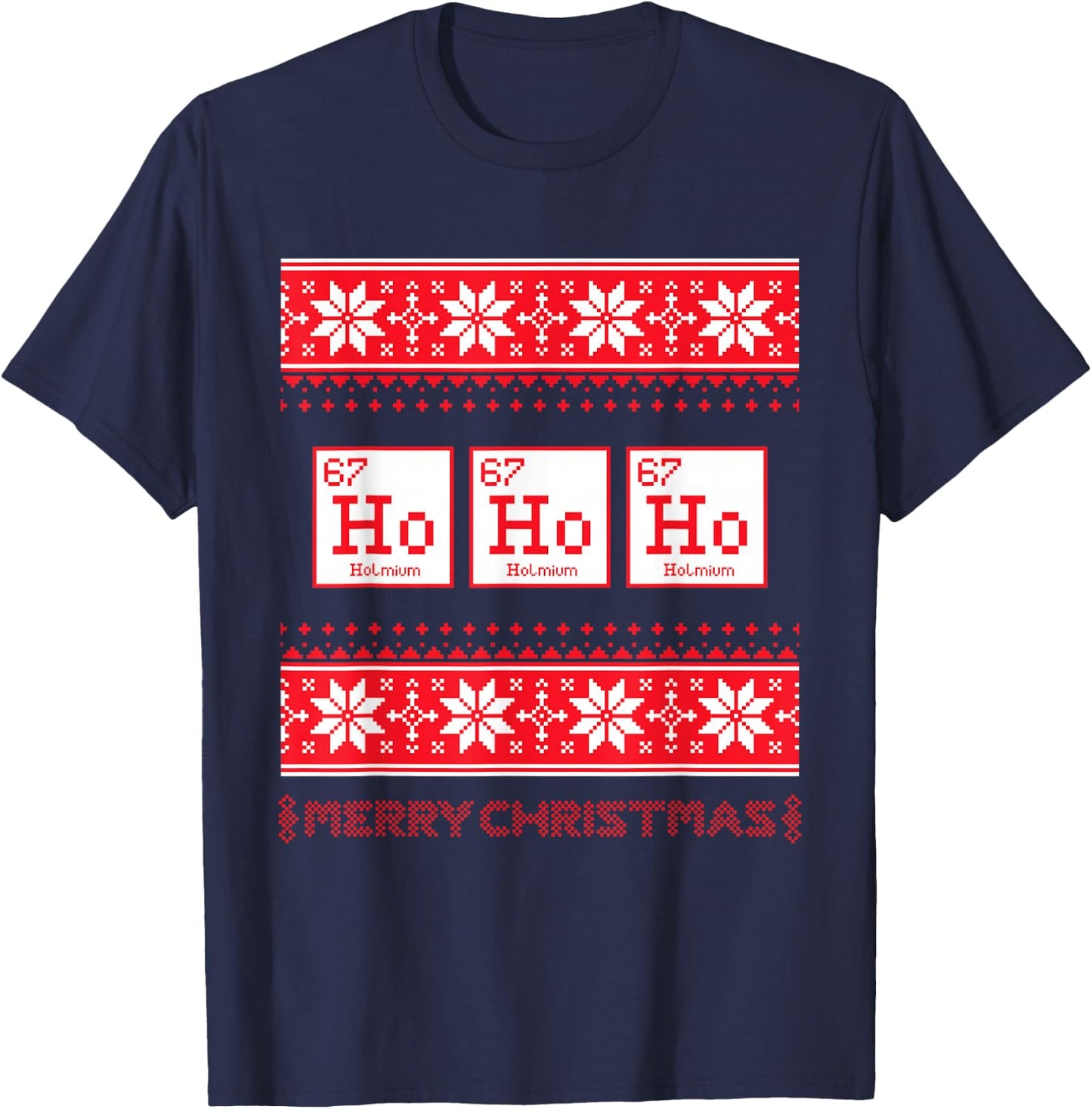 Funny Science Christmas Chemistry Ho Ho Ho Humor T-Shirt - T-Shirt | Navy