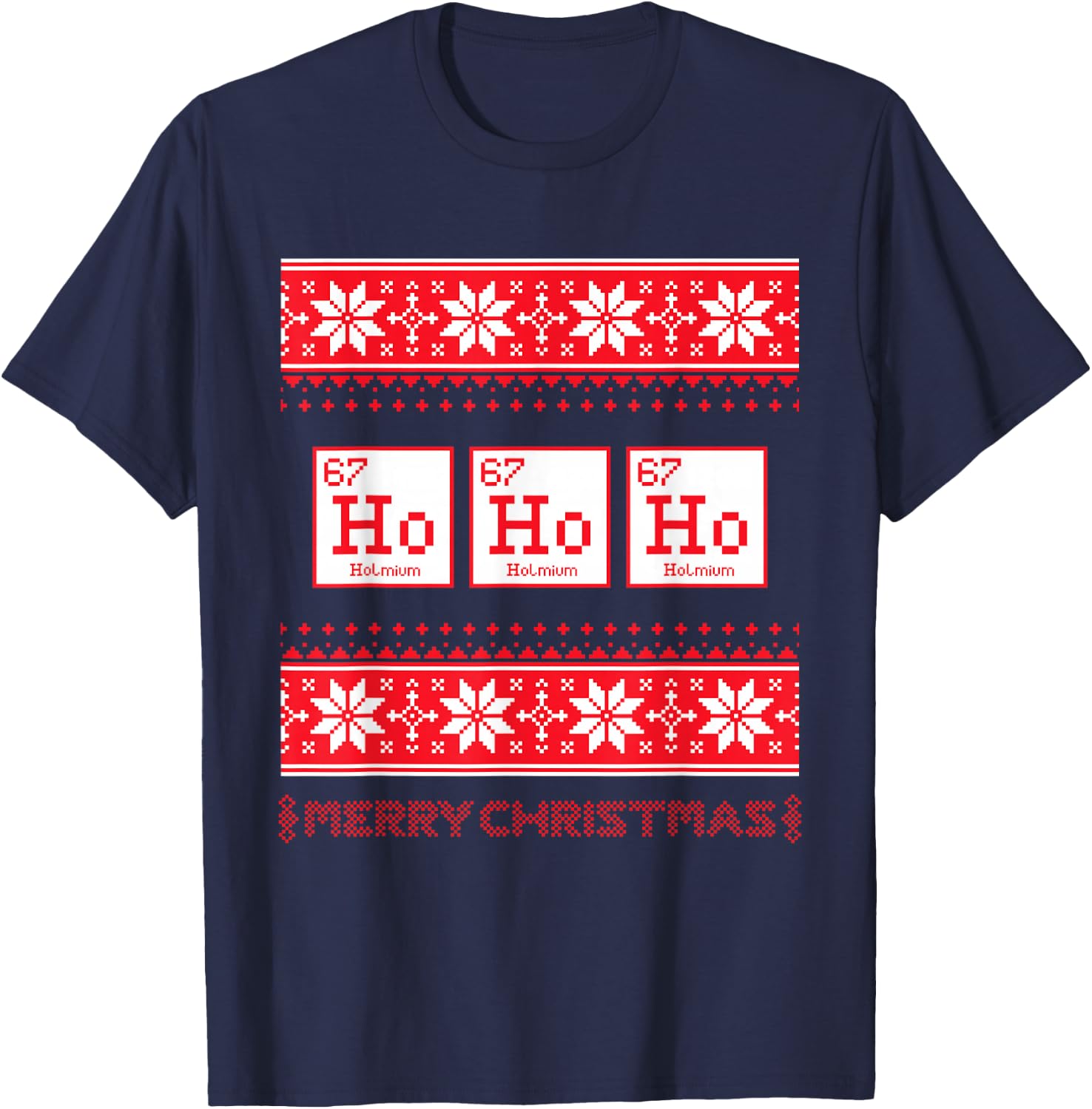 Funny Science Christmas Chemistry Ho Ho Ho Humor T-Shirt - T-Shirt | Navy
