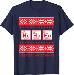 Funny Science Christmas Chemistry Ho Ho Ho Humor T-Shirt - T-Shirt | Navy