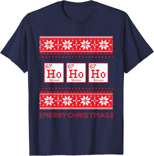 Funny Science Christmas Chemistry Ho Ho Ho Humor T-Shirt - T-Shirt | Navy