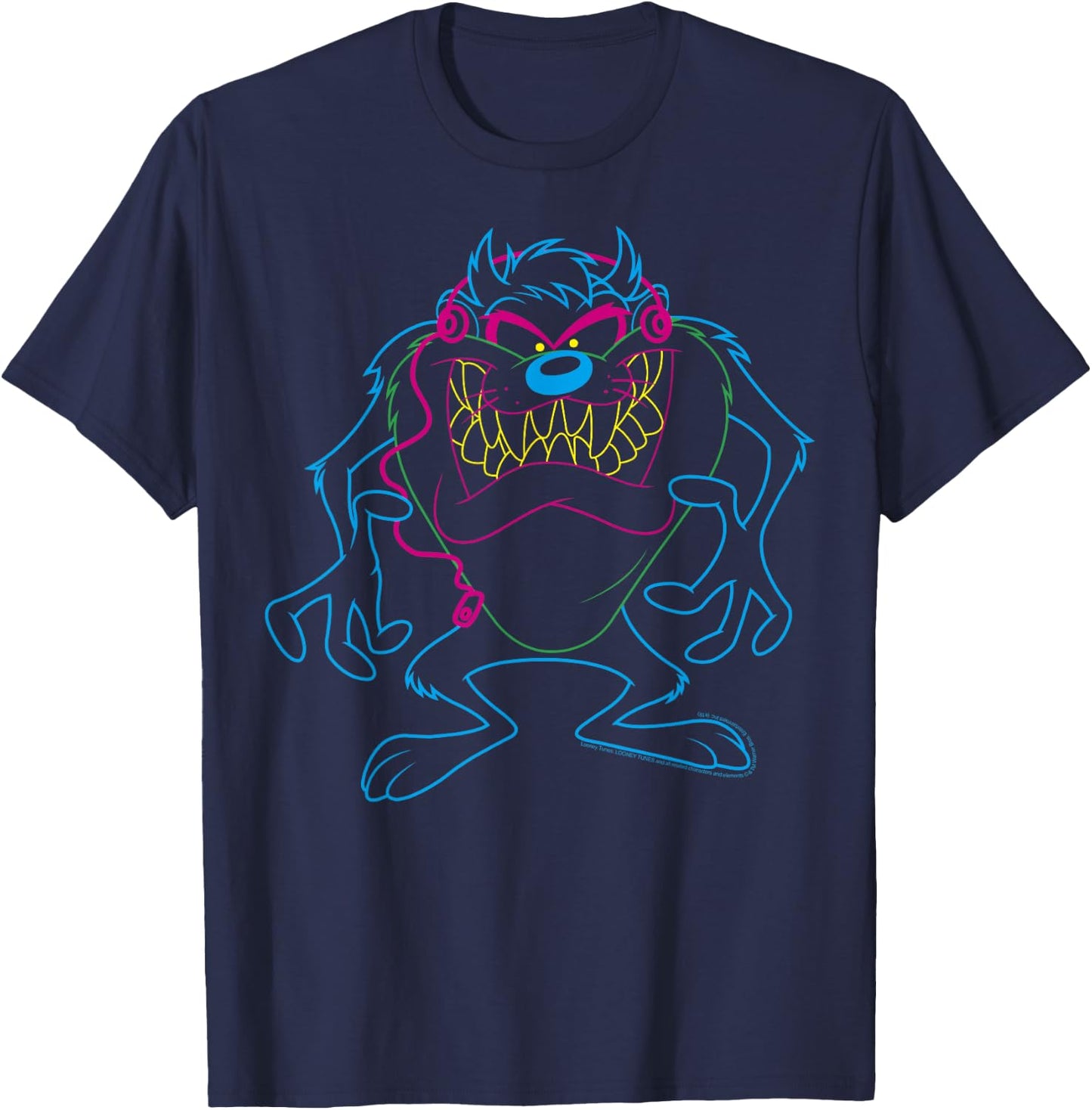 Looney Tunes Taz Neon Outline T-Shirt - T-Shirt | Navy