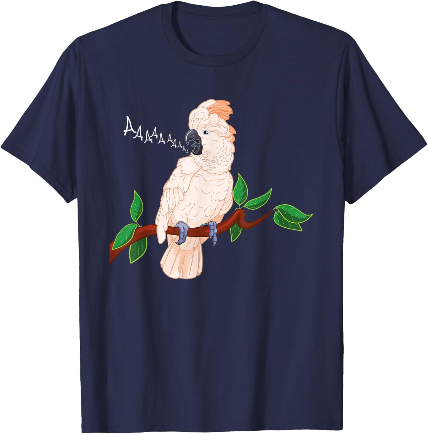 Moluccan Cockatoo on a Branch Screaming T-Shirt - T-Shirt | Navy