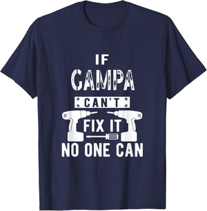 Unique Christmas Birthday Shop If Gampa Can't Fix It No One Can Grandpa Black Short Sleeve Classic Fit Polyester 100% Small T-Shirt - T-Shirt | Navy