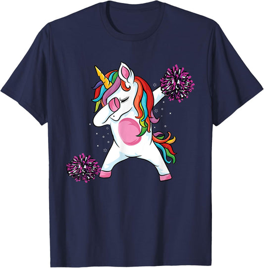 Magical dabbing unicorn cheer cute unicorn Cheerleading T-Shirt - T-Shirt | Navy