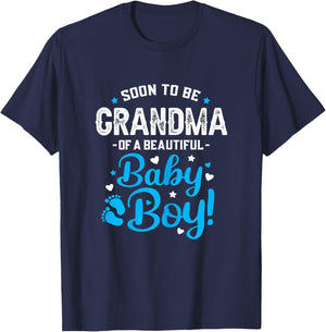 Soon to Be Grandma of A Baby Boy, Promoted to Grandma T-Shirt - T-Shirt | Navy