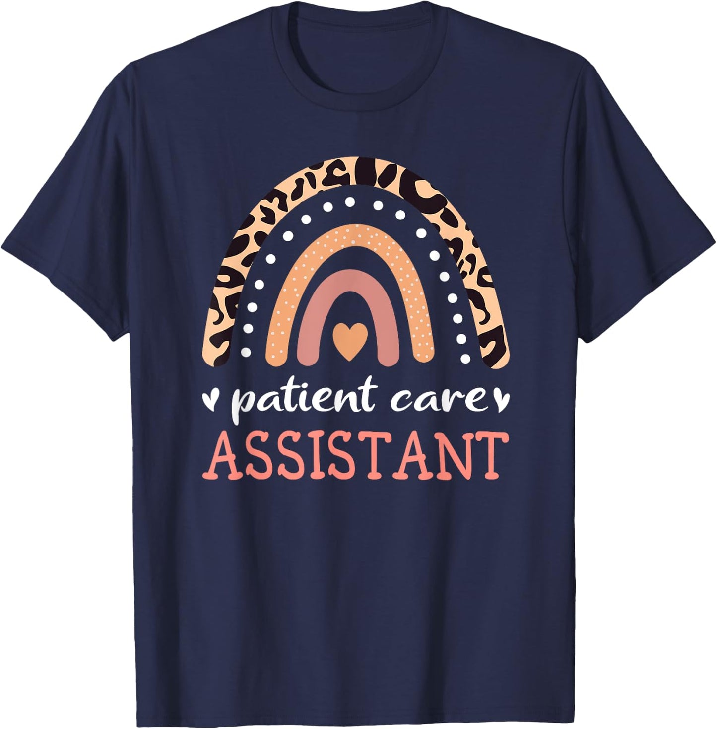 Patient Care Assistant Leopard Rainbow Nurse PCA T-Shirt - T-Shirt | Navy