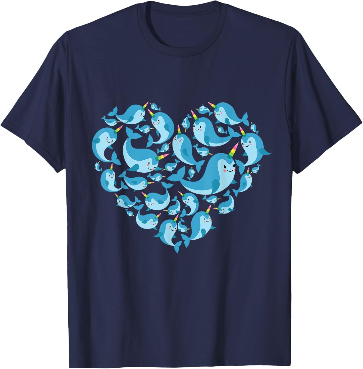 Narwhals lover heart gift women girls kids narwhal T-Shirt - T-Shirt | Navy