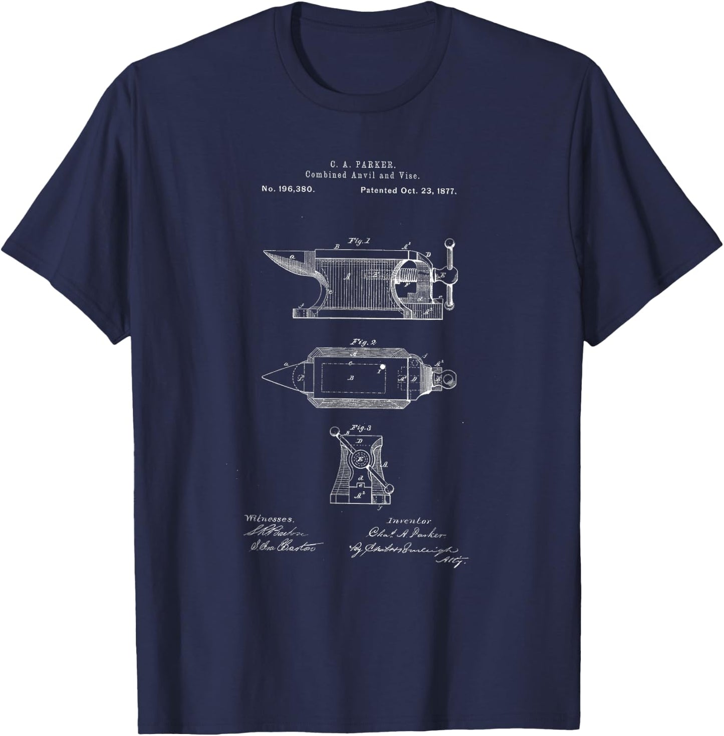 Antique Blacksmith Anvil Patent Print T-Shirt - T-Shirt | Navy