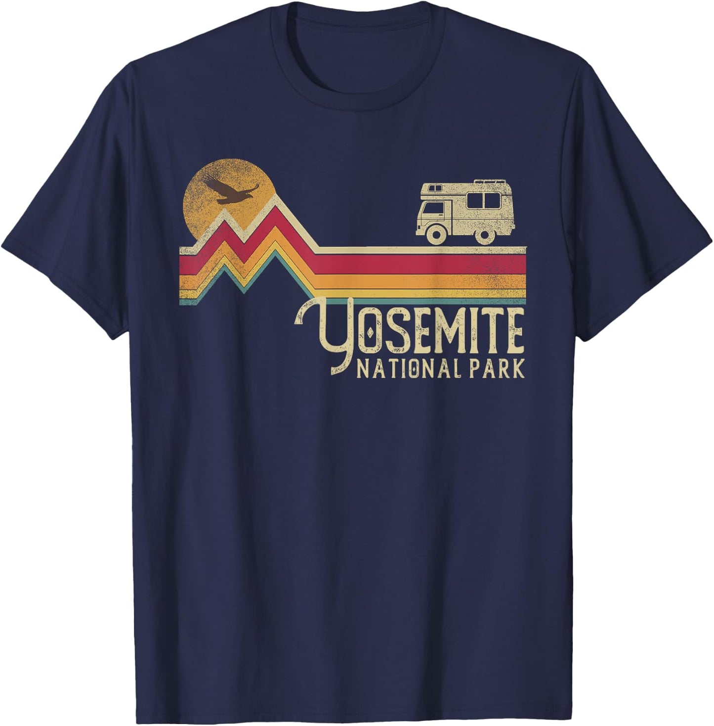 Yosemite National Park Retro Style Vintage California T-Shirt - T-Shirt | Navy
