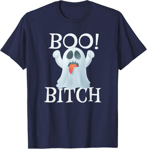 Boo Bitch Funny Halloween Ghost Sayings T-Shirt - T-Shirt | Navy