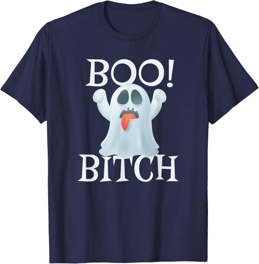 Boo Bitch Funny Halloween Ghost Sayings T-Shirt - T-Shirt | Navy