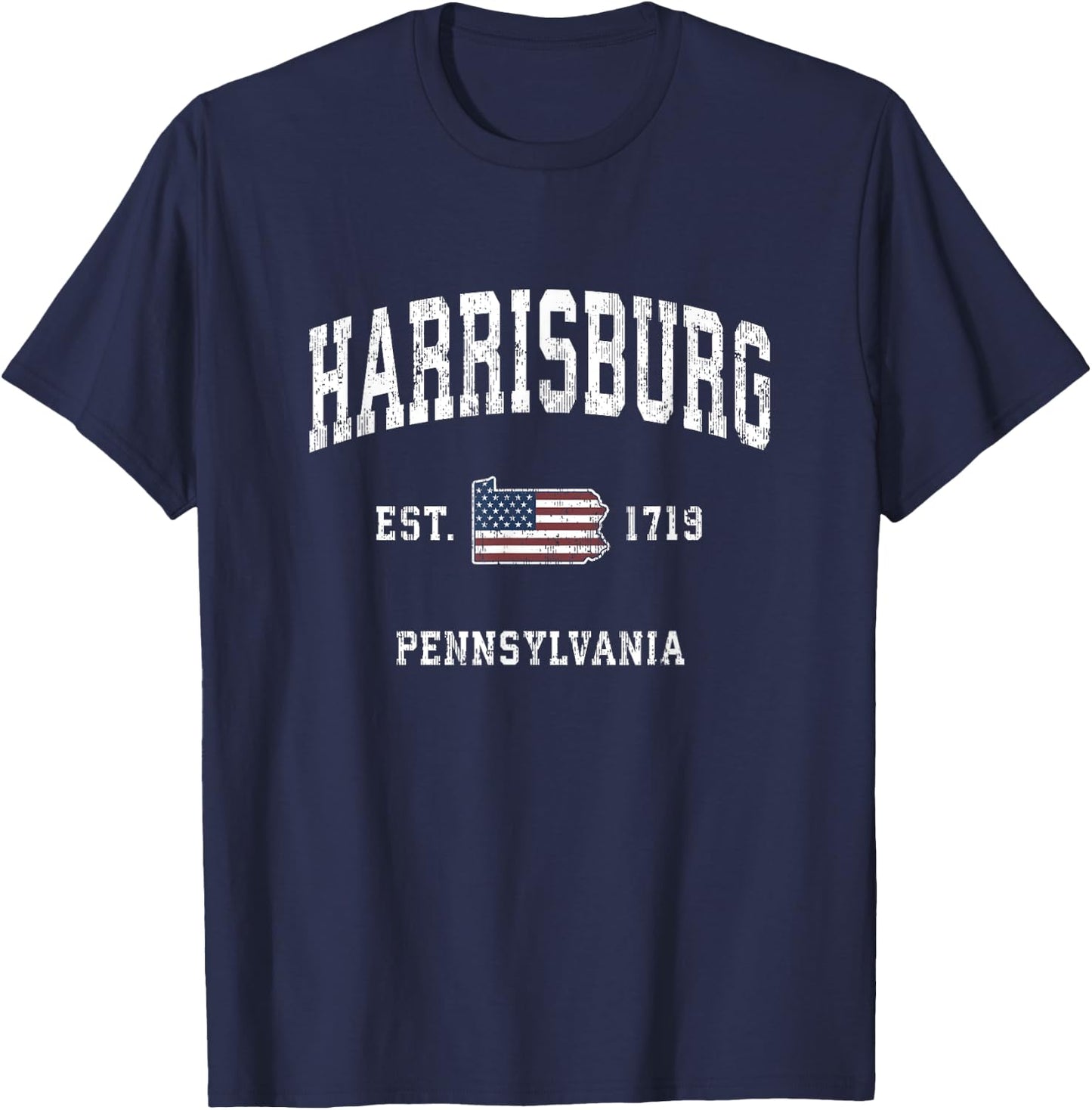 Harrisburg Pennsylvania PA Vintage American Flag Design T-Shirt - T-Shirt | Navy