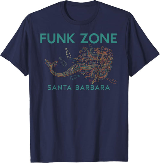 Funk Zone Santa Barbara Wine Drinking Mermaid T-Shirt - T-Shirt | Navy