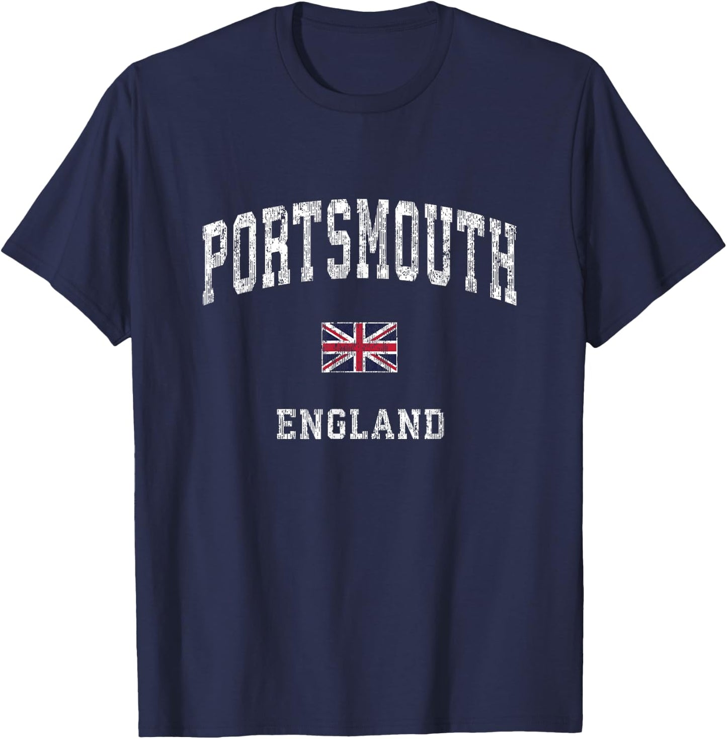 Portsmouth England Vintage Athletic Sports Design T-Shirt - T-Shirt | Navy