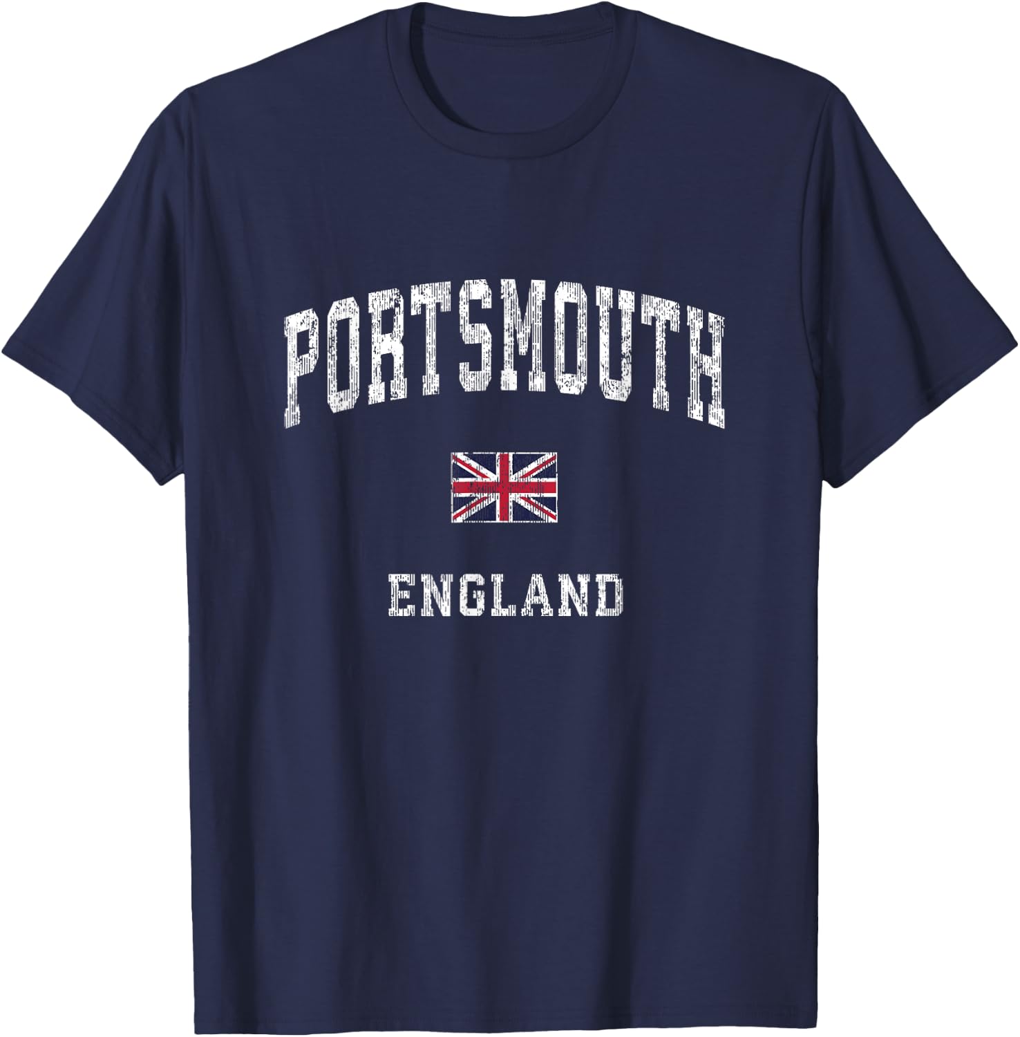 Portsmouth England Vintage Athletic Sports Design T-Shirt - T-Shirt | Navy
