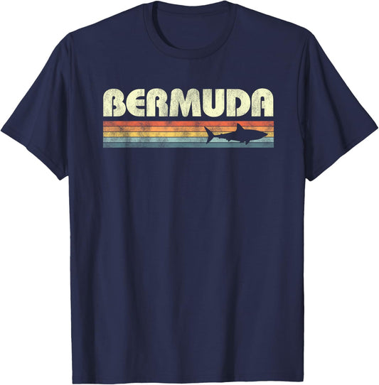 Bermuda Shark Vintage Girls Boys Cruise Souvenir T-Shirt - T-Shirt | Navy
