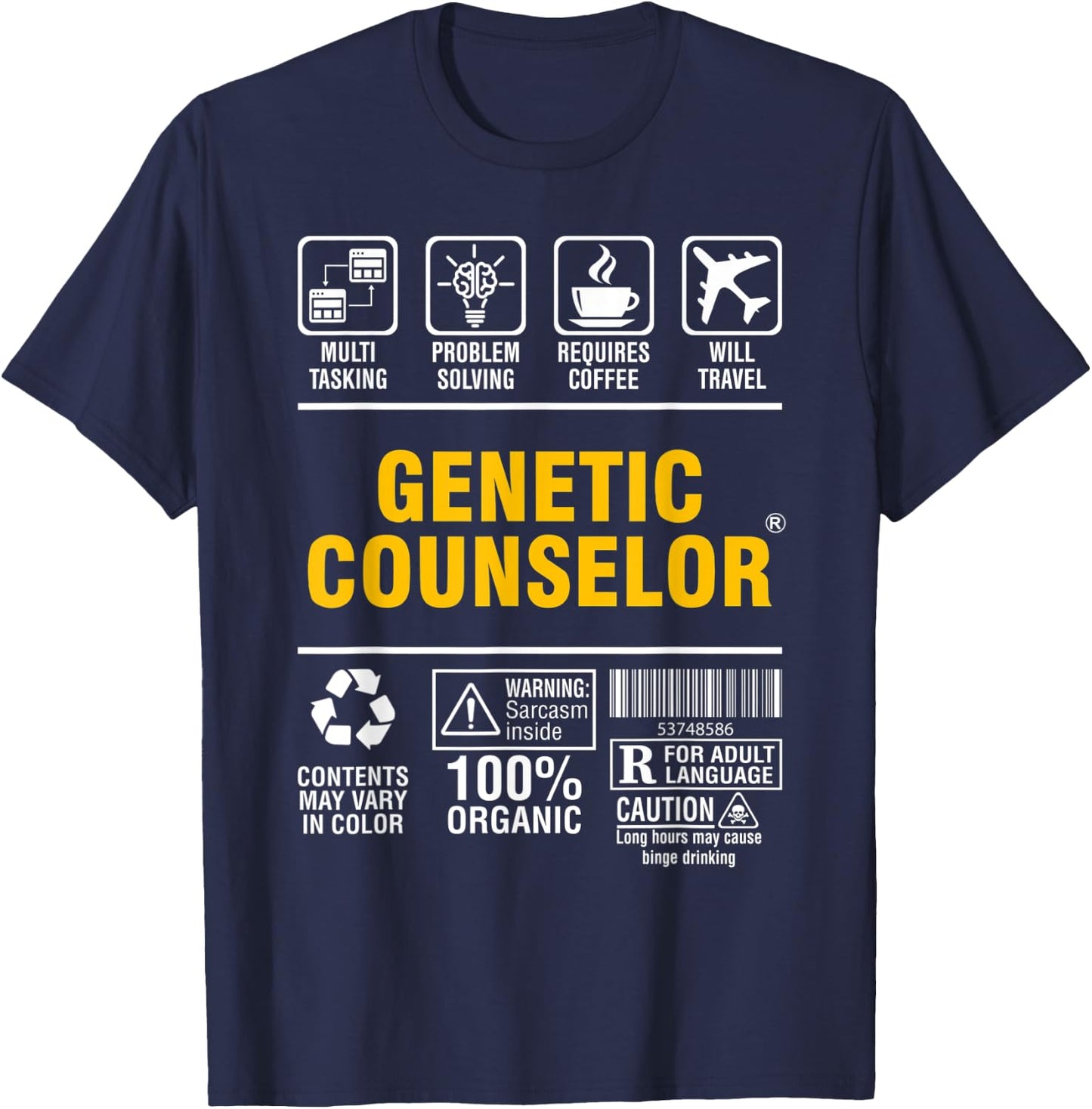 Genetic Counselor Multitasking Problem Solving Coffee Lover T-Shirt - T-Shirt | Navy
