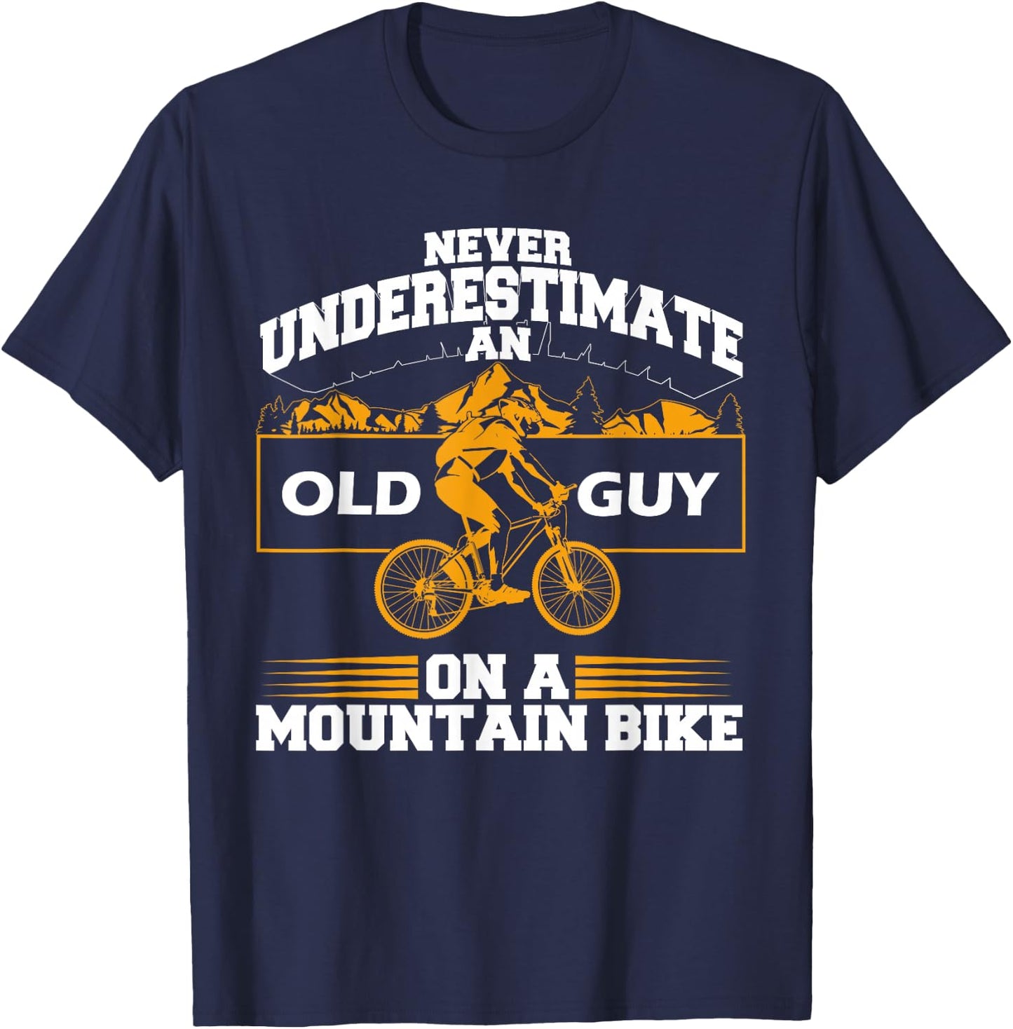 Funny Old Biker Mountain Bike Gift | Cute Bicycle Riders Men T-Shirt - T-Shirt | Navy