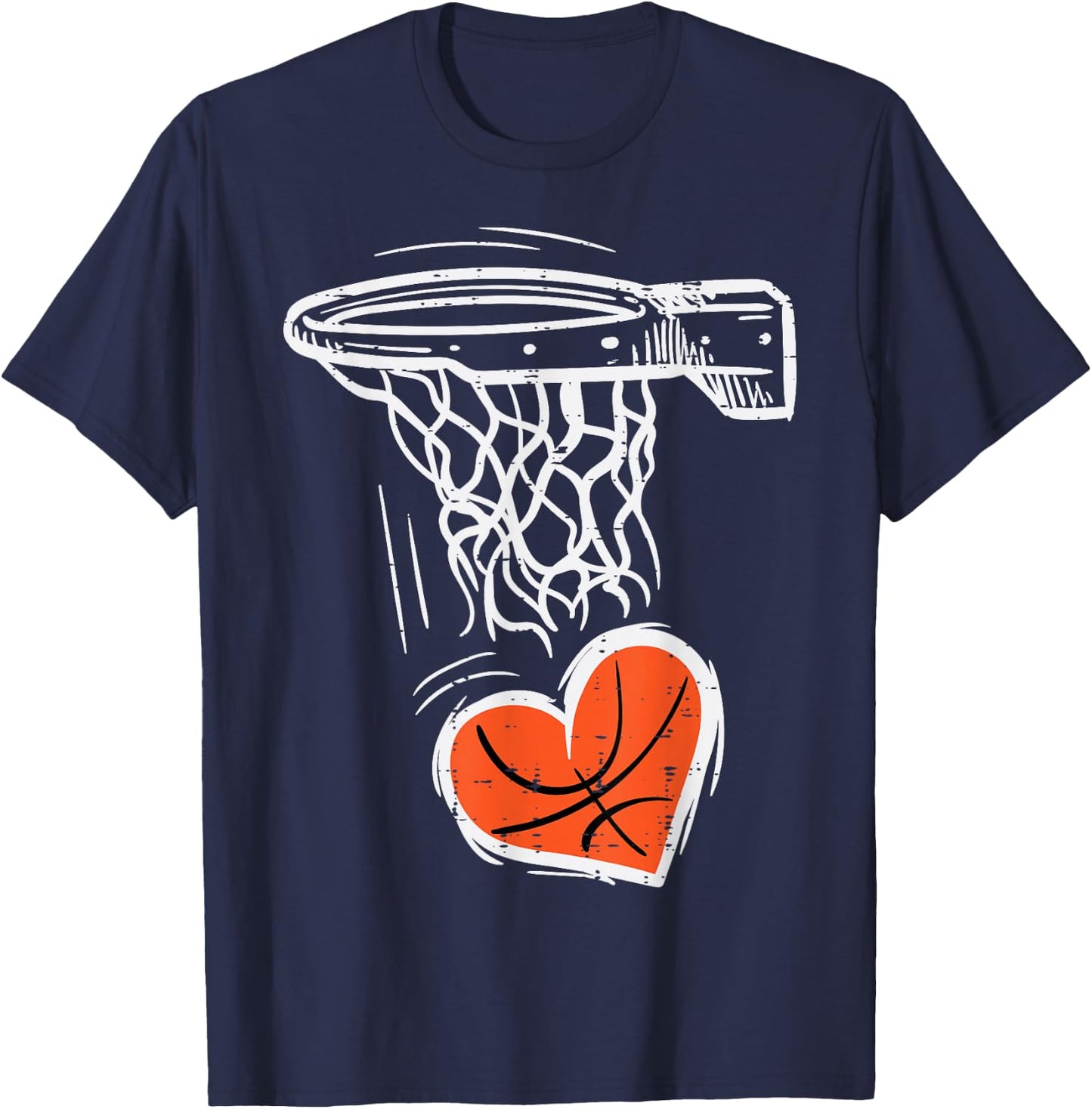 Valentines Day Basketball Heart Men Women Girls Kids Toddler T-Shirt - T-Shirt | Navy