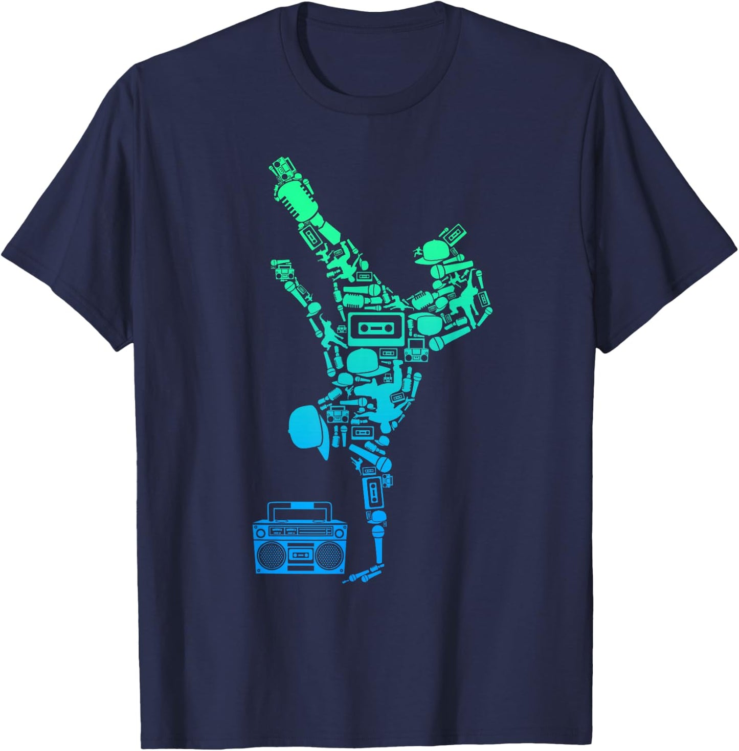 Breakdancer Breakdancing with Hip Hop Dance Music Boombox T-Shirt - T-Shirt | Navy