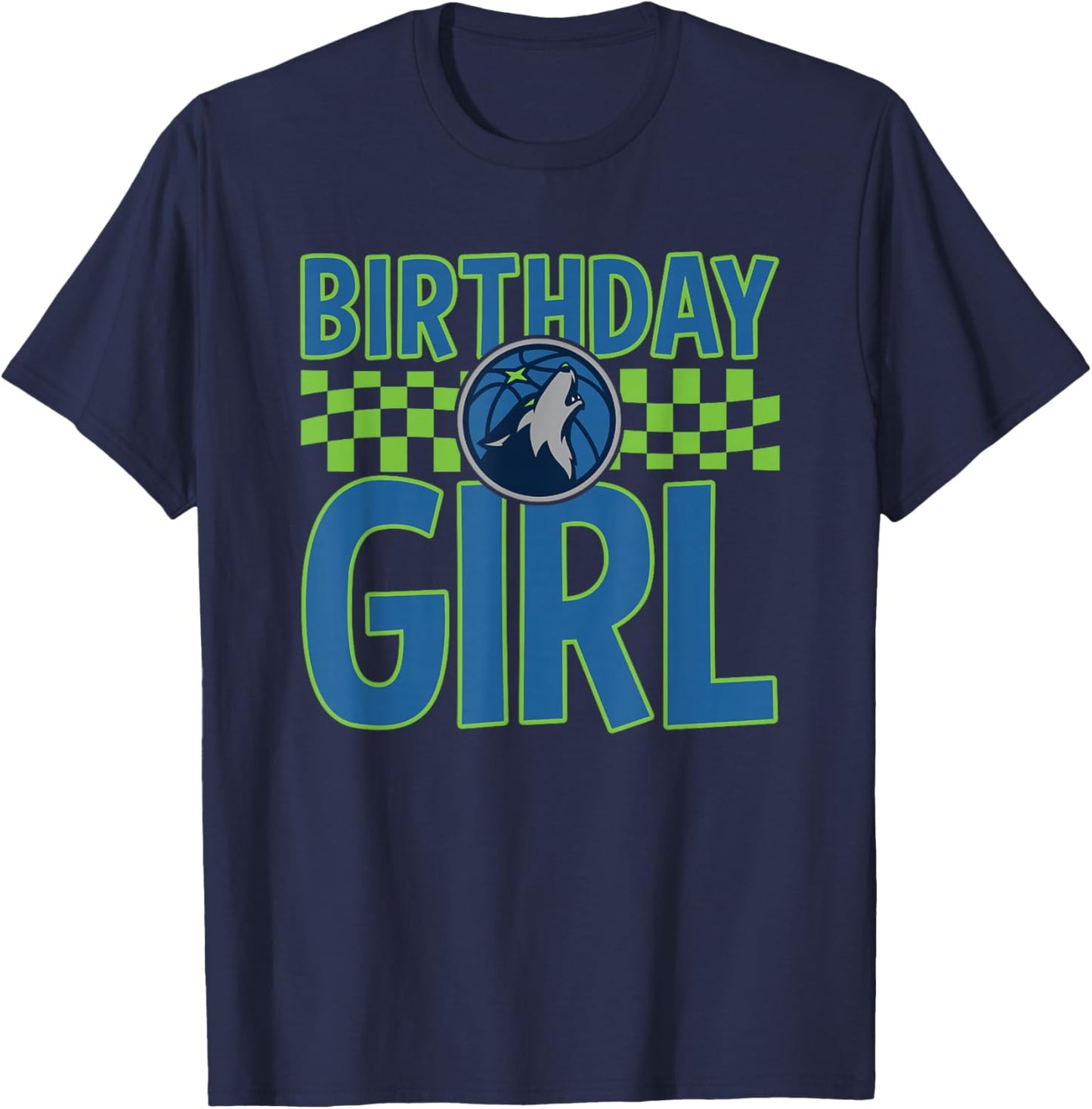 NBA Minnesota Timberwolves Birthday Girl Checkerboard Banner T-Shirt - T-Shirt | Navy