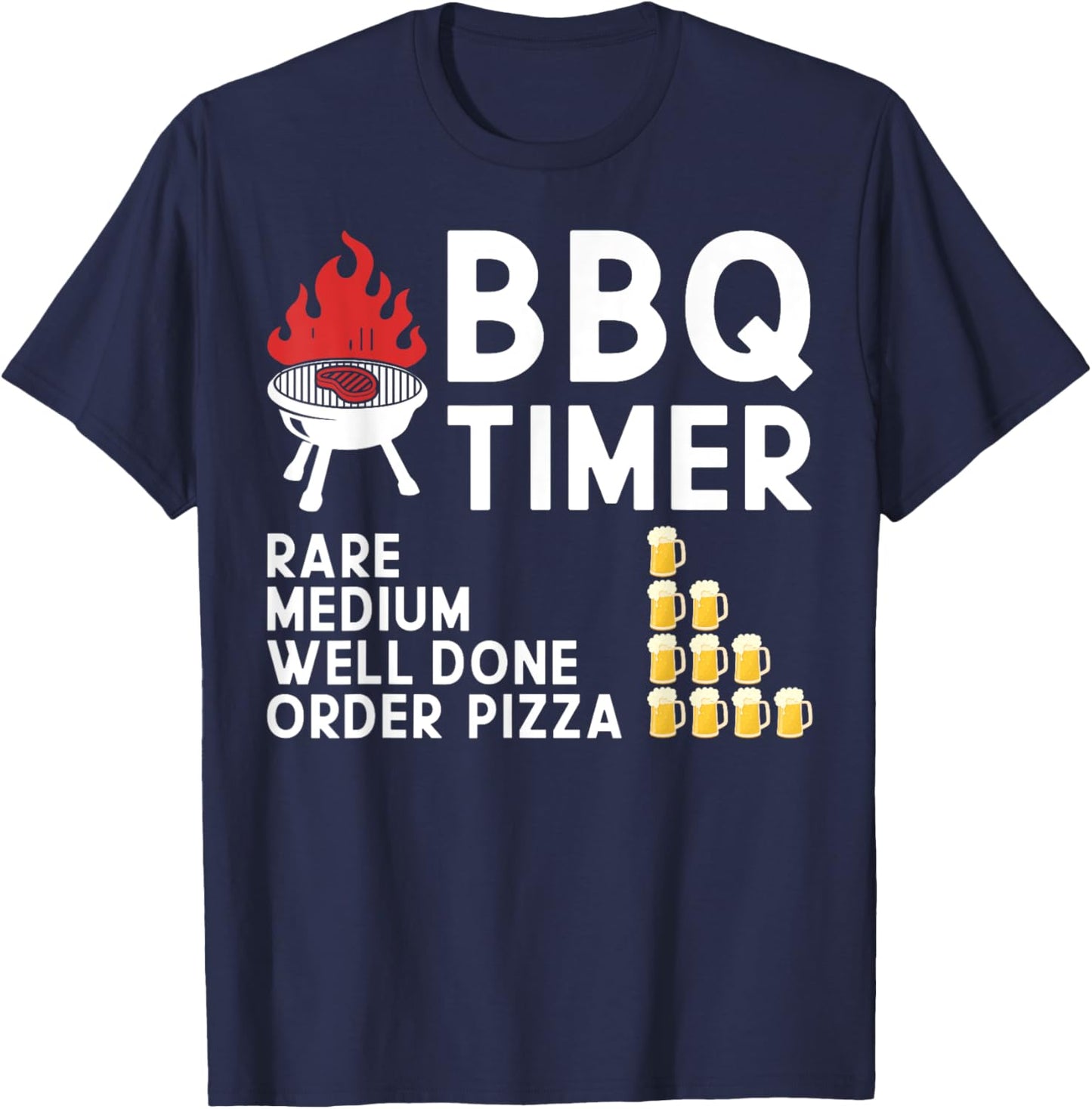 BBQ Timer Barbecue Grilling Smoker Drinking T-Shirt - T-Shirt | Navy