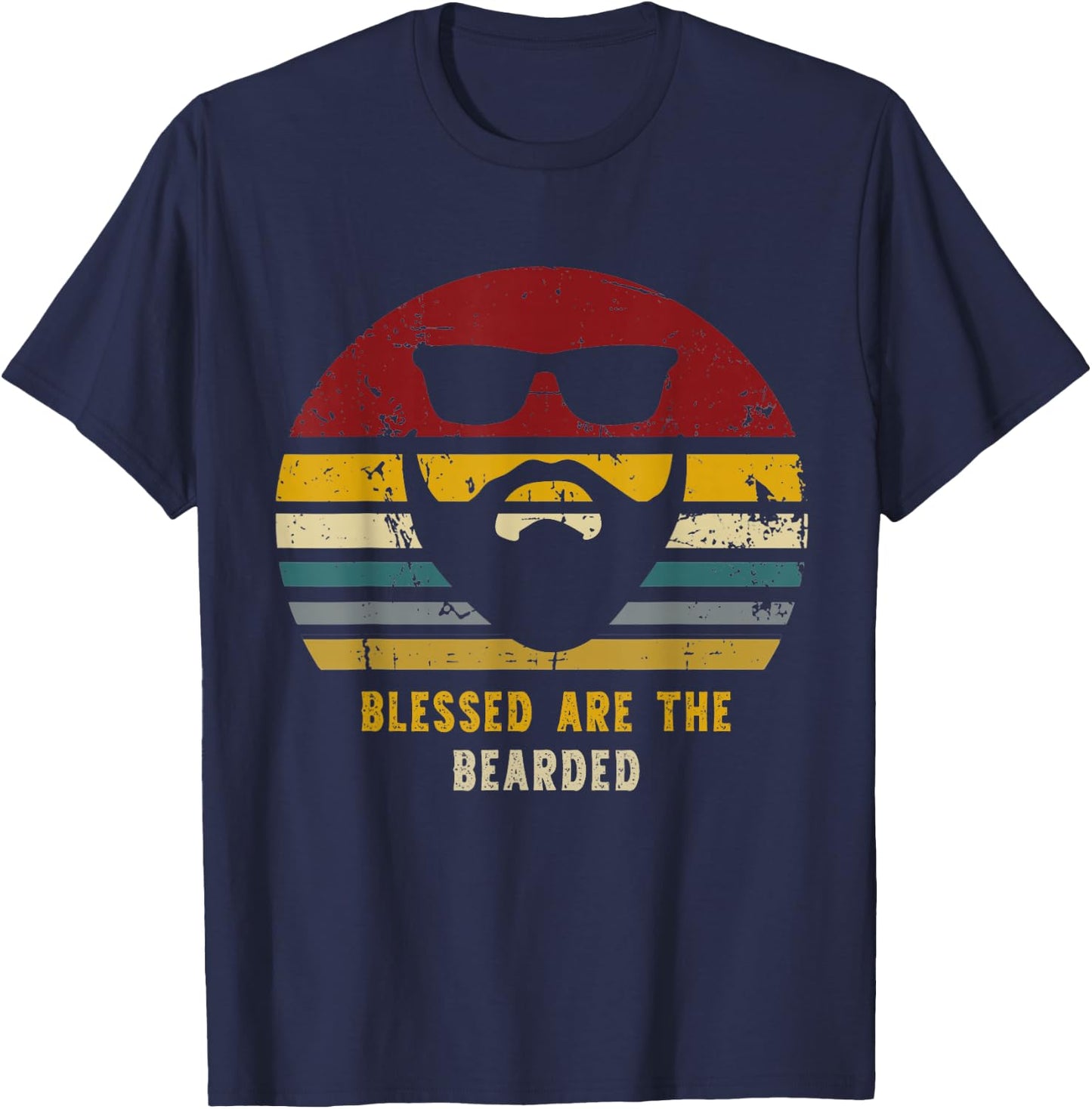 Blessed Are The Bearded Funny Bearded Present T-Shirt - T-Shirt | Navy