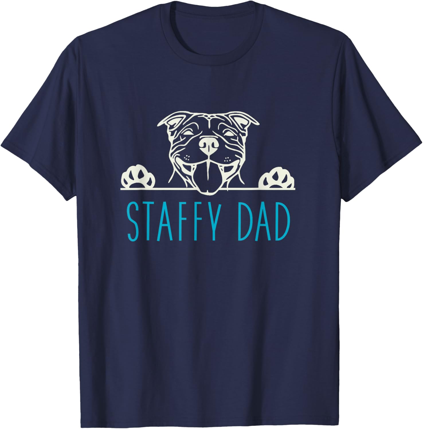 Staffy Dad with Staffordshire Bull Terrier Dog T-Shirt - T-Shirt | Navy