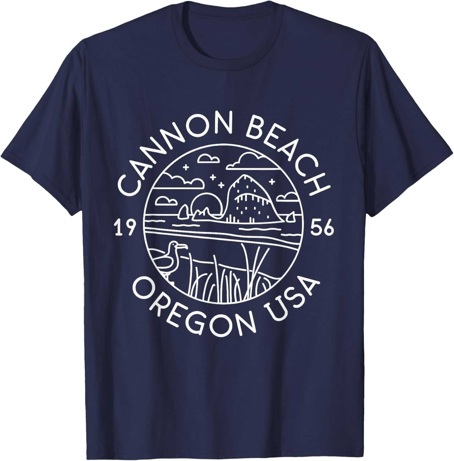 Cannon Beach 1956 Oregon Clatsop T-Shirt - T-Shirt | Navy