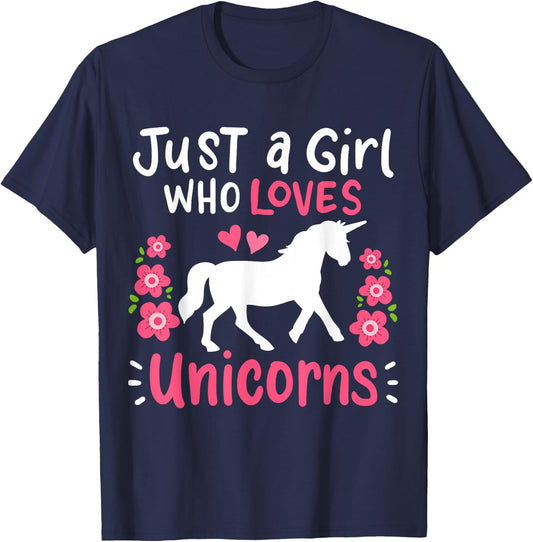 Unicorn Just A Girl Who Loves Unicorns Gift T-Shirt - T-Shirt | Navy