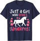Unicorn Just A Girl Who Loves Unicorns Gift T-Shirt - T-Shirt | Navy