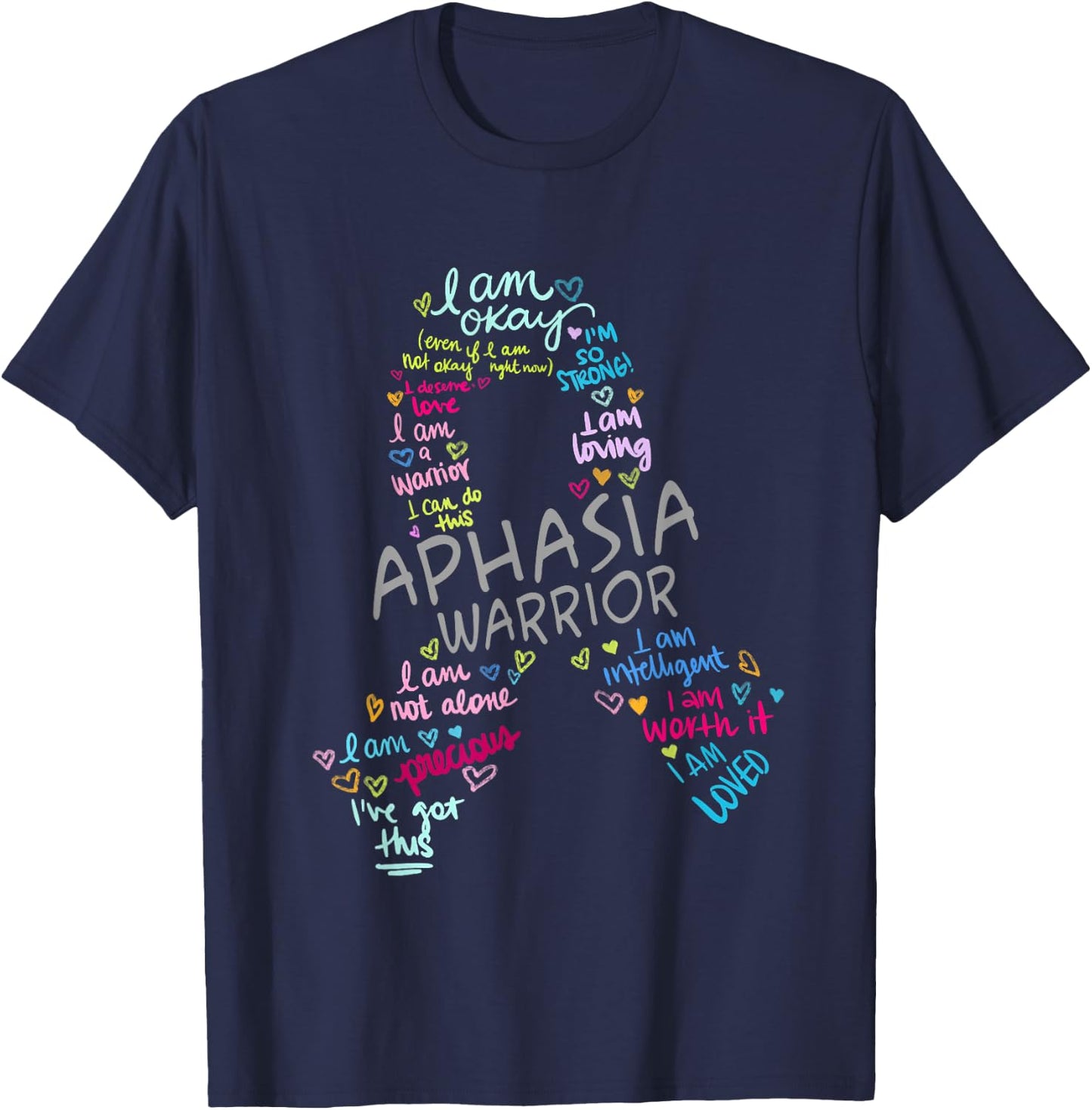 We Wear Gray Ribbon Aphasia Warrior Awareness In June T-Shirt - T-Shirt | Navy