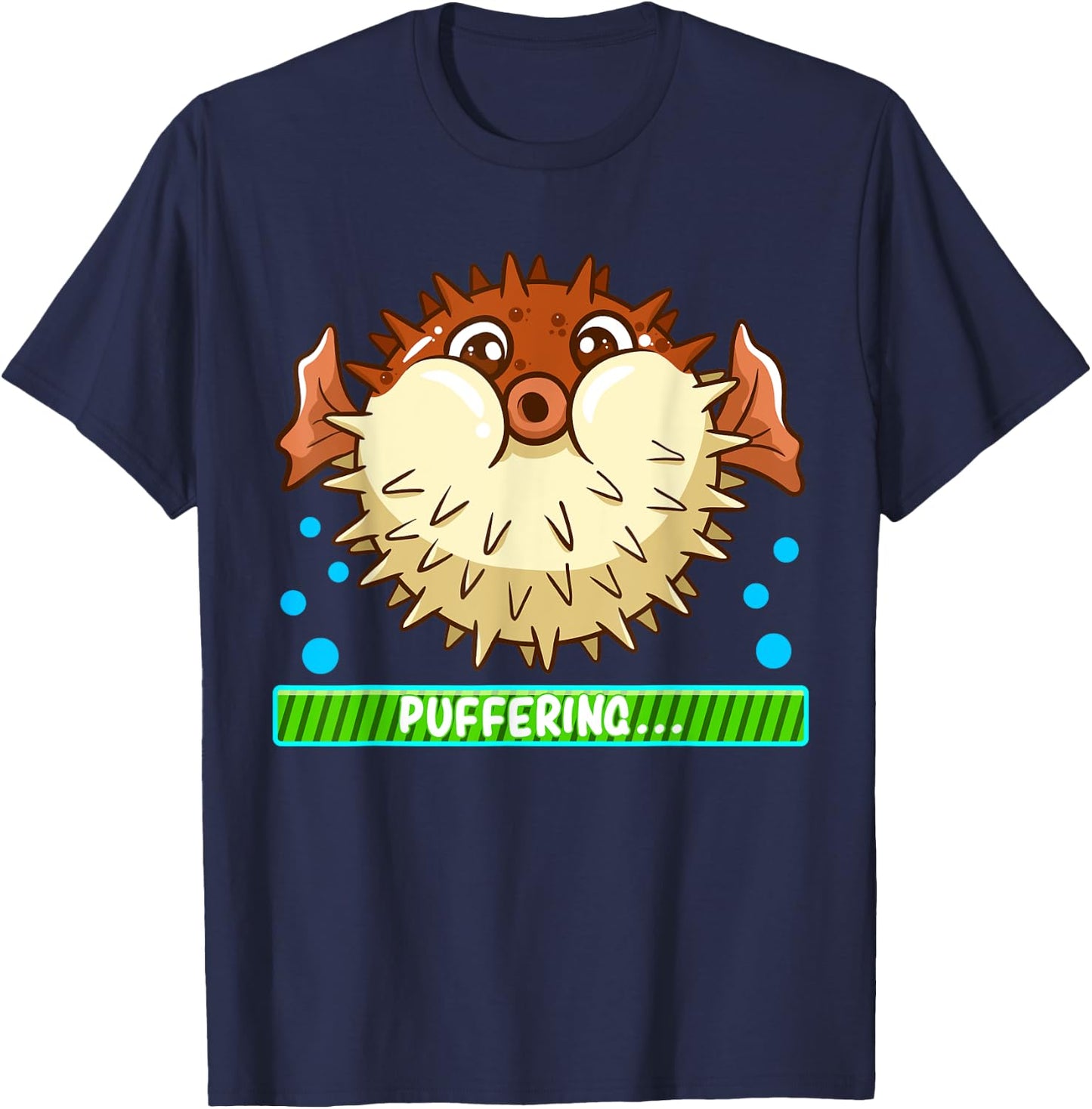 Pufferfish Puffering Puffers Tetraodontidae Fish Boys Girls T-Shirt - T-Shirt | Navy