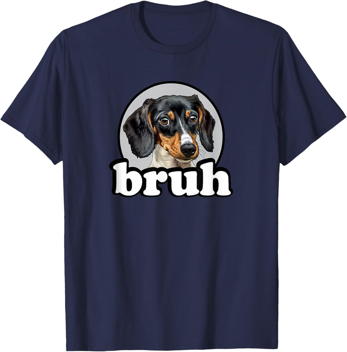 Funny Kids Boys Bro Bruh Piebald Dachshund Lover T-Shirt - T-Shirt | Navy