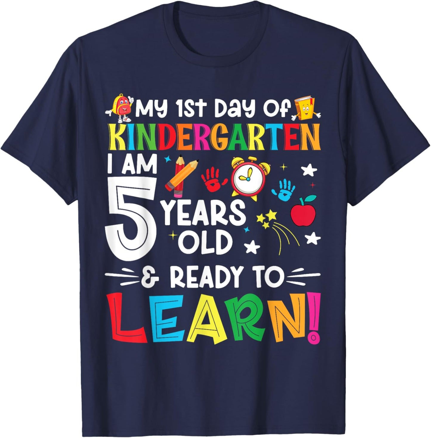 My First Day Of kindergarten 1st Day Of School Boys Girls T-Shirt - T-Shirt | Navy