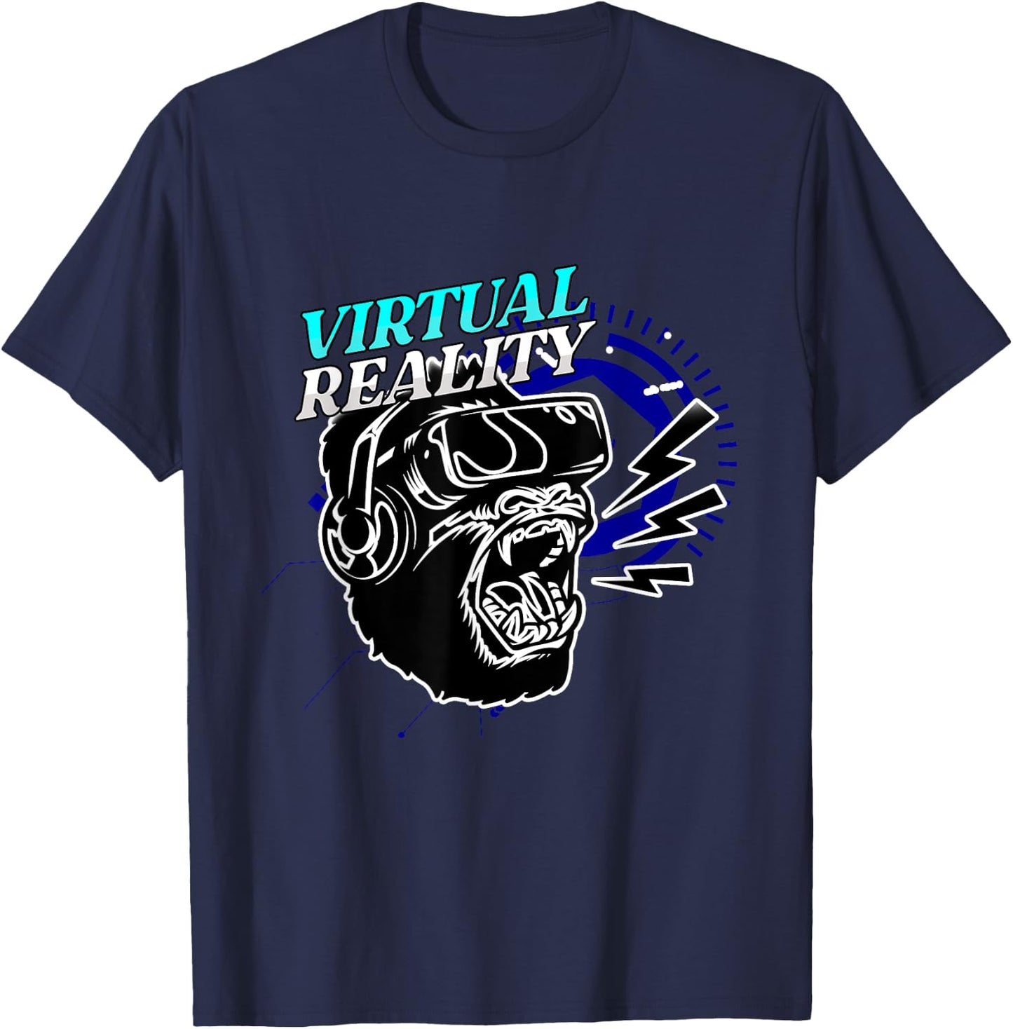 VR Virtual Reality Player Gamer Gorilla Monkey Gift T-Shirt - T-Shirt | Navy
