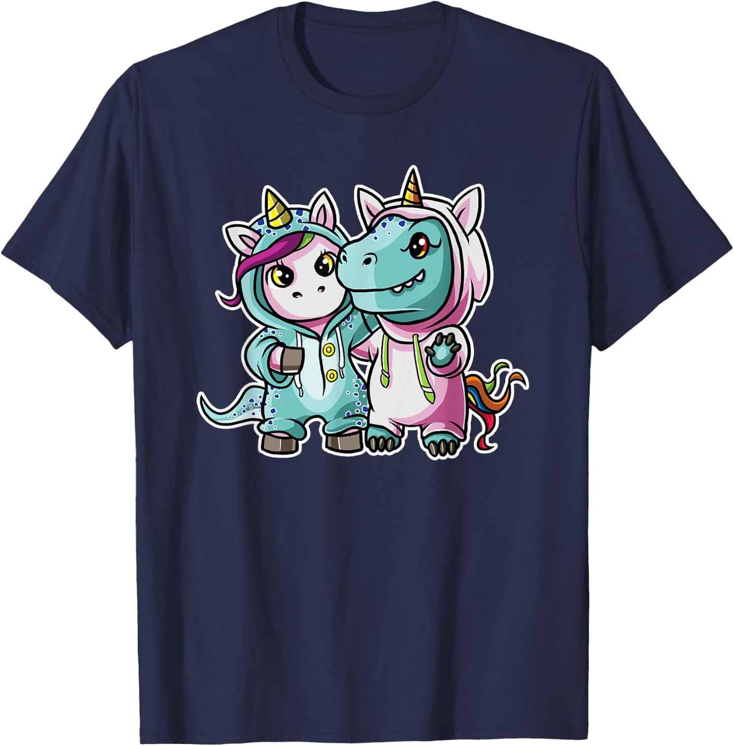 Unicorn T-Rex Best Friends Dinosaur Costume T-Shirt - T-Shirt | Navy